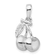 Sterling Silver Cherry Pendant with Detailed Leaf and Stem Design for Women or Teens