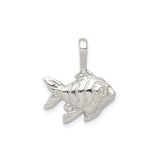 Sterling Silver Fish Pendant Charm with Detailed Scales and Fins, Christian Symbol Jewelry