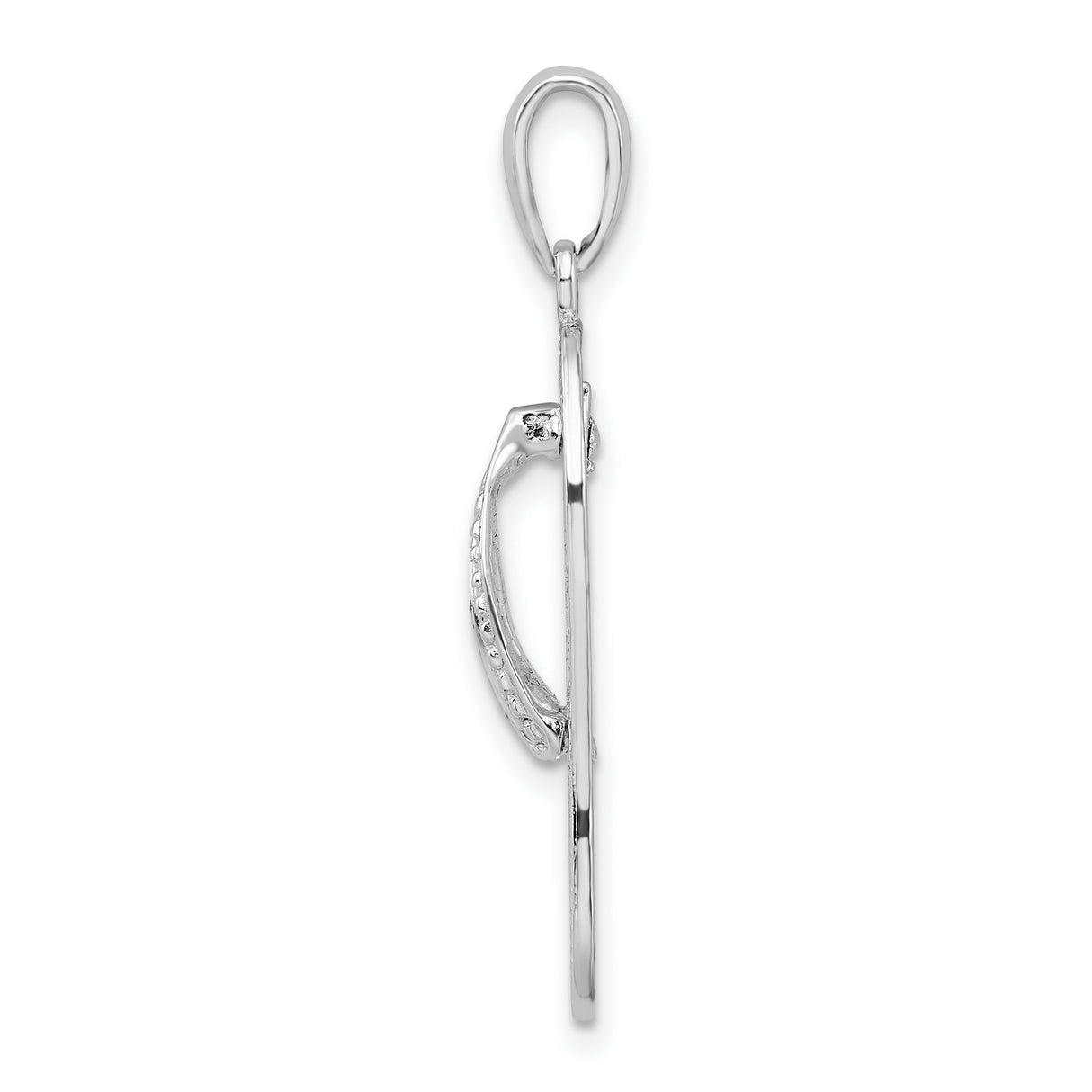 Sterling Silver Flip-Flop Sandal Pendant with 3D Starfish Accents, Nautical Beach Theme