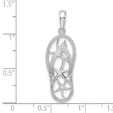 Sterling Silver Flip-Flop Sandal Pendant with 3D Starfish Accents, Nautical Beach Theme