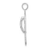 Sterling Silver Flip Flop Pendant with Cutout Sea Turtle, Coastal Ocean Charm for Women