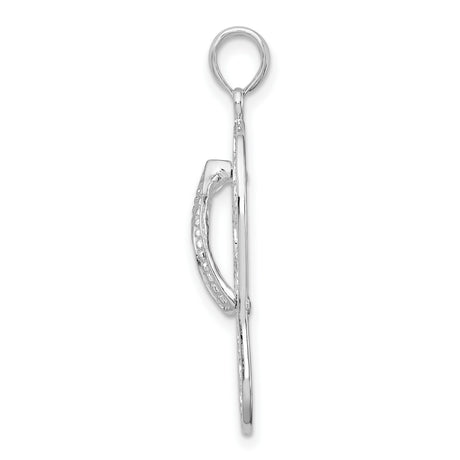 Sterling Silver Flip Flop Pendant with Cutout Sea Turtle, Coastal Ocean Charm for Women