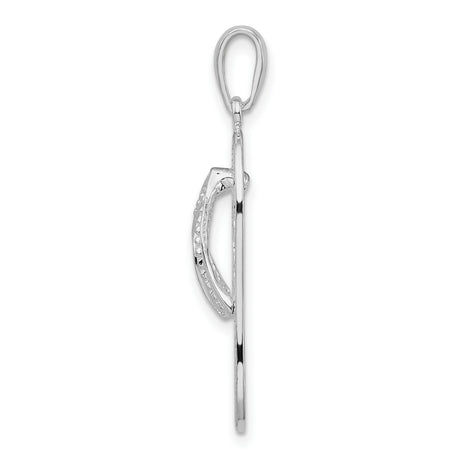 Sterling Silver Flip-Flop Pendant with Tropical Flower Cutout Design