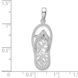 Sterling Silver Flip-Flop Pendant with Tropical Flower Cutout Design