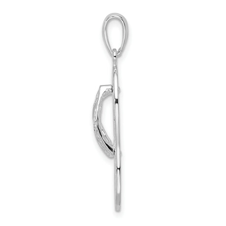Sterling Silver Flip-Flop Pendant with Seashell and Floral Cutout Design