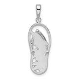 Sterling Silver Flip-Flop Pendant with Seashell and Floral Cutout Design