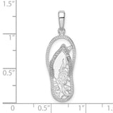 Sterling Silver Flip-Flop Pendant with Seashell and Floral Cutout Design
