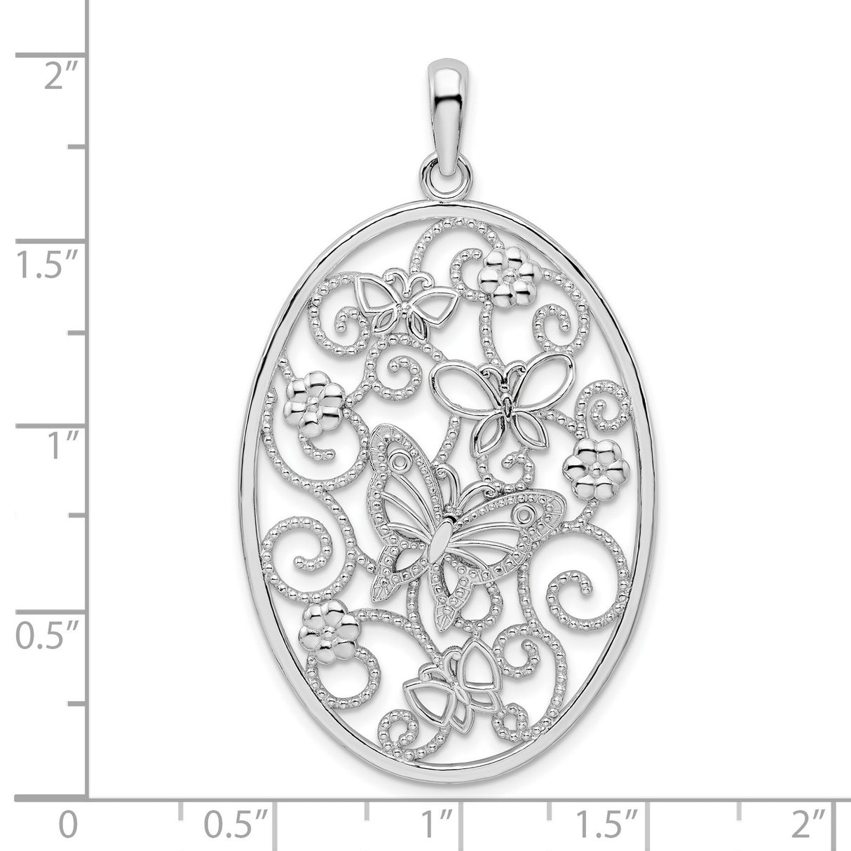 Polished Oval Butterflies Charm Pendant in Real 925 Sterling Silver