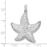 Sterling Silver Starfish Pendant with Diamond-Cut Textured Finish, Nautical Ocean Theme