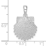 Polished Beaded Scallop Shell Charm Pendant in Real 925 Sterling Silver