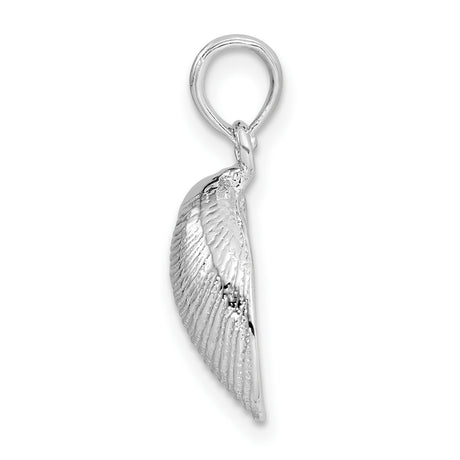 Sterling Silver Seashell Pendant, Detailed Clam Shell Design, Ocean Themed Beach Jewelry for Women
