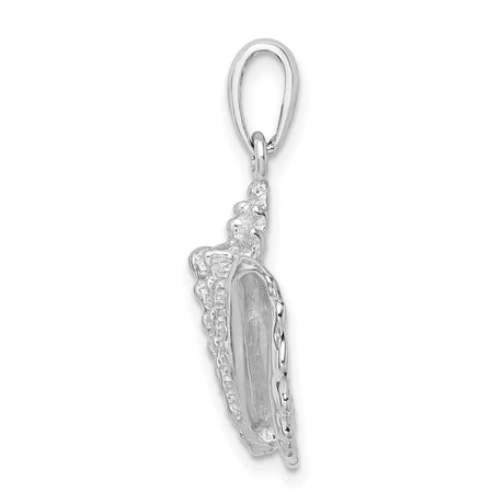 Sterling Silver Conch Shell Pendant with Detailed Nautical Ocean-Inspired Design for Women