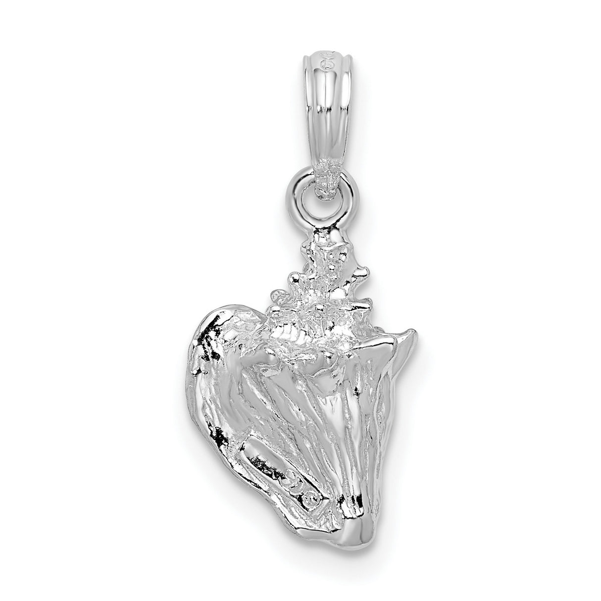 Sterling Silver Seashell Pendant, Textured Conch Shell, Nautical Beach Style Jewelry for Women