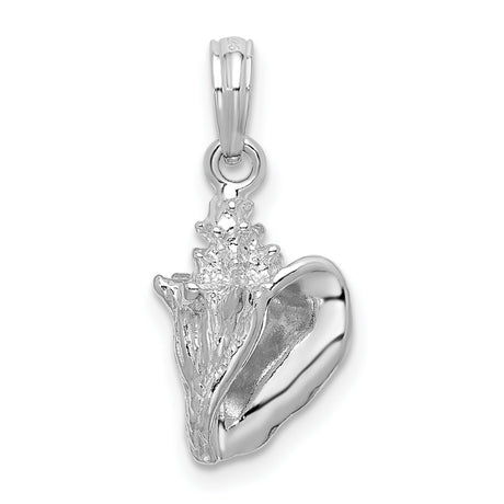 Sterling Silver Seashell Pendant, Textured Conch Shell, Nautical Beach Style Jewelry for Women