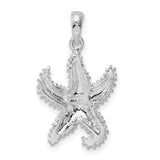 Sterling Silver Starfish Pendant with Textured Marine Design and Coastal Charm for Women