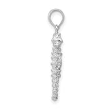 Polished 3-D Seahorse Charm Pendant in Real 925 Sterling Silver