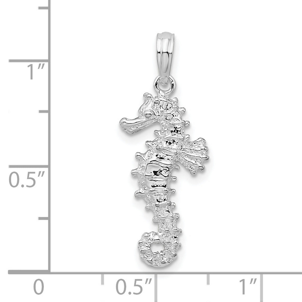 Polished 3-D Seahorse Charm Pendant in Real 925 Sterling Silver