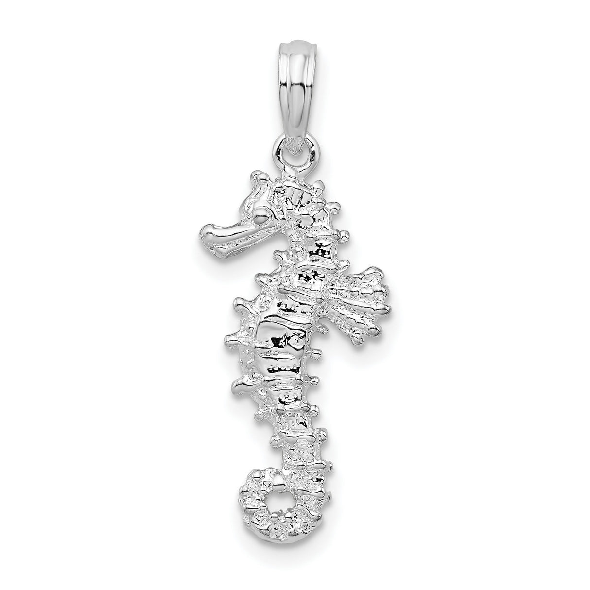 Polished 3-D Seahorse Charm Pendant in Real 925 Sterling Silver