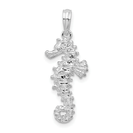 Polished 3-D Seahorse Charm Pendant in Real 925 Sterling Silver