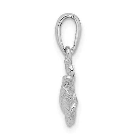 Sterling Silver Sea Turtle Pendant with Textured Shell, Marine Life Nature Charm