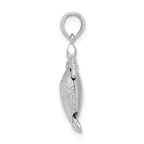 Sterling Silver Sea Turtle Pendant, Detailed 3D Nautical Design for Women or Unisex