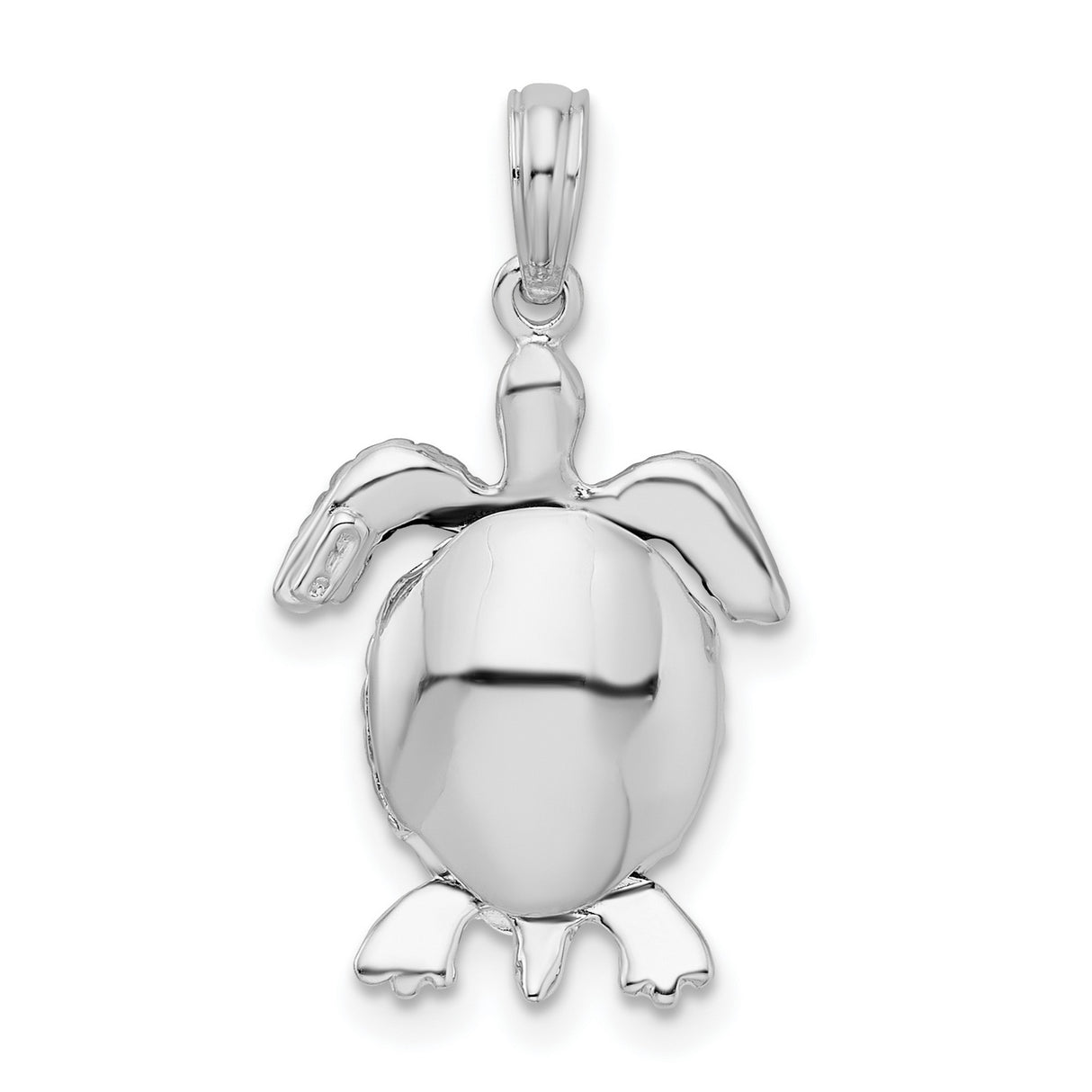 Sterling Silver Sea Turtle Pendant, Detailed 3D Nautical Design for Women or Unisex