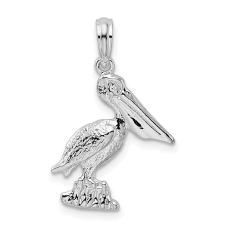Sterling Silver Pelican Pendant with Detailed Coastal Bird Design, Nautical Wildlife Charm