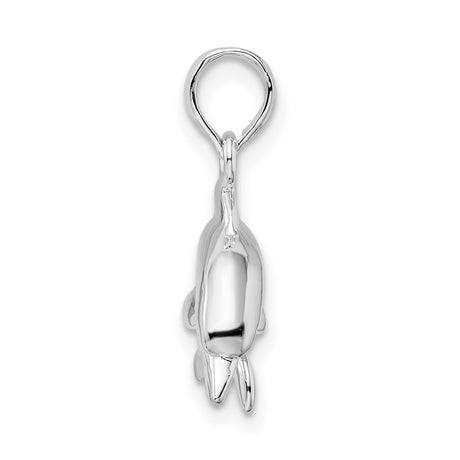 Sterling Silver Dolphin Pendant with 3D Jumping Dolphin, Nautical Marine Animal Design