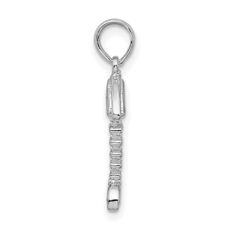 Sterling Silver Fishbone Pendant with Cubic Zirconia, Nautical Ocean Life Design