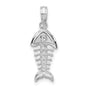 Sterling Silver Fishbone Pendant with Cubic Zirconia, Nautical Ocean Life Design