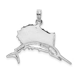 Sterling Silver Sailfish Pendant, Detailed Ocean Fish Charm with Nautical Theme for Men or Unisex
