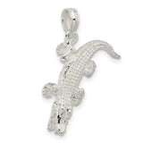 Sterling Silver Alligator Pendant, Textured Wildlife Charm, Animal Totem for Men or Unisex Wear