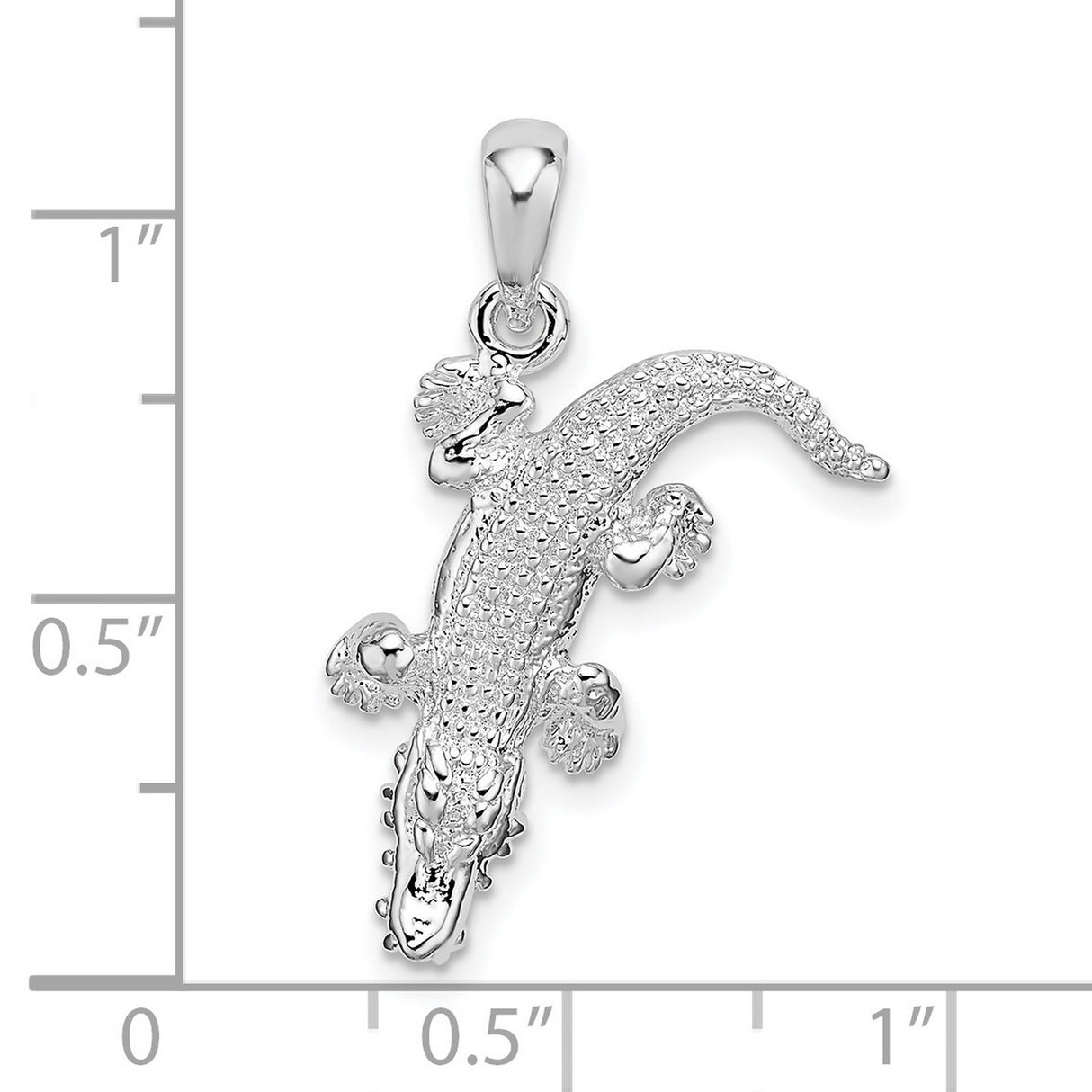 Sterling Silver Alligator Pendant, Textured Wildlife Charm, Animal Totem for Men or Unisex Wear