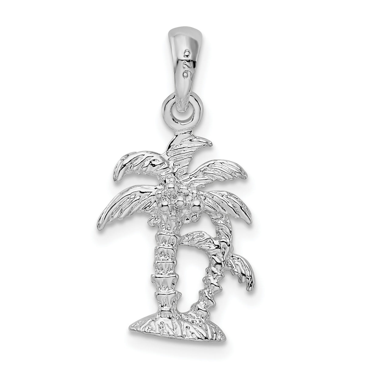 Sterling Silver Palm Tree Pendant with Detailed Tropical Design, Beach Vacation Charm for Women