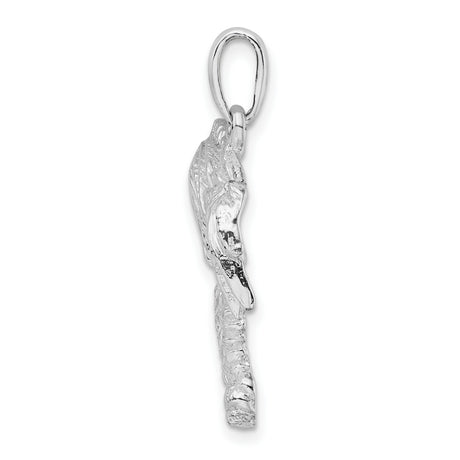 Sterling Silver Palm Pendant with Two Textured Trees, Tropical Beach Charm for Women or Unisex Wear