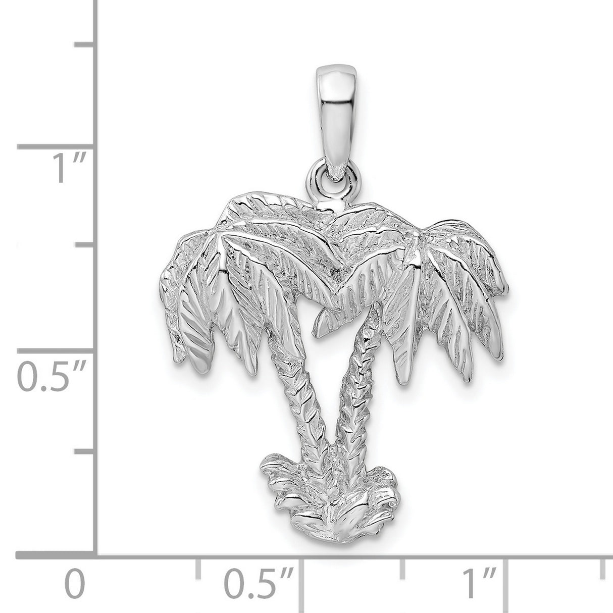 Sterling Silver Palm Pendant with Two Textured Trees, Tropical Beach Charm for Women or Unisex Wear