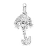Sterling Silver Palm Tree Pendant, Tropical Island Design, Coastal Summer Jewelry for Women or Unisex Wear