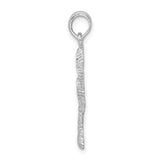 Sterling Silver Palm Tree Pendant with Textured Tropical Design, Coastal Beach Theme