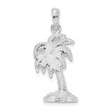 Sterling Silver Palm Tree Pendant with Textured Tropical Design, Coastal Beach Theme