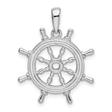 Sterling Silver Nautical Ship Wheel Pendant with Helm Design for Men and Women