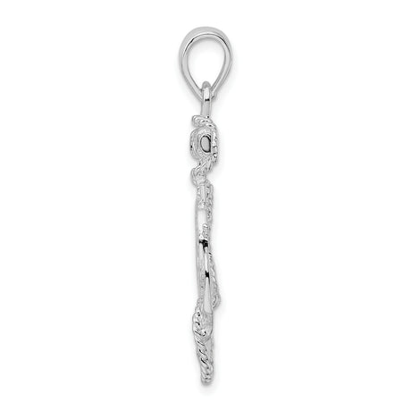 Sterling Silver Anchor Pendant with Ship Wheel and Rope Design, Nautical Coastal Theme