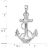 Sterling Silver Anchor Pendant with Rope Detail, Nautical Theme, Unisex Charm