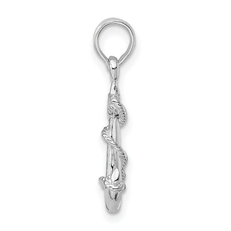 Sterling Silver Anchor Pendant with Rope Detail, Nautical Christian Symbol for Men and Women