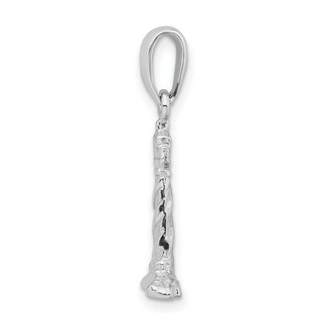 Sterling Silver Lighthouse Charm Pendant, Nautical Coastal Design for Women or Unisex