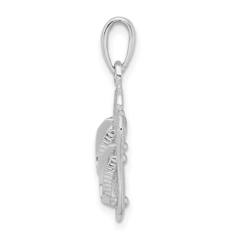 Sterling Silver Flip-Flop Pendant, 3D Sandal Design, Ocean-Inspired Beachwear Jewelry