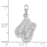Sterling Silver Flip-Flop Pendant, 3D Sandal Design, Ocean-Inspired Beachwear Jewelry
