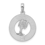 Sterling Silver Palm Tree Pendant with Turks Caicos, Tropical Island Charm for Women or Unisex Wear