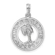 Sterling Silver Palm Tree Pendant with Turks Caicos, Tropical Island Charm for Women or Unisex Wear