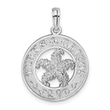 Sterling Silver Starfish Pendant with Turks and Caicos Engraving, Nautical Beach Charm