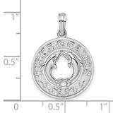 Sterling Silver Dolphin Pendant with Heart-Shaped Two Dolphins, Turks Caicos Theme, Nautical Jewelry